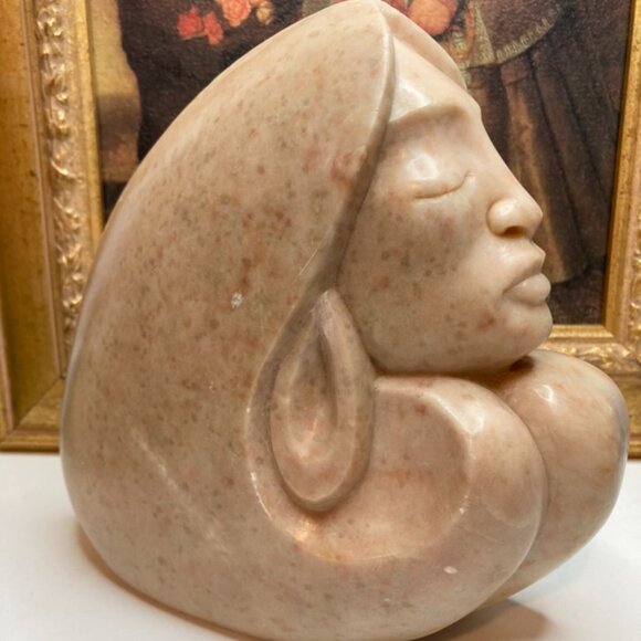 Native American Women Carved Alabaster Sculpture J.Kinder Hollis 92